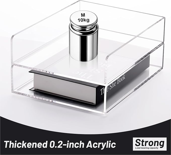HeZone Paper Organizer Letter Tray, Clear Acrylic Paper Tray, School Teacher Office Supplies Organization, Stackable Desk File Organizer, Classroom Decor and Accessories-2 Pack… - Image 6
