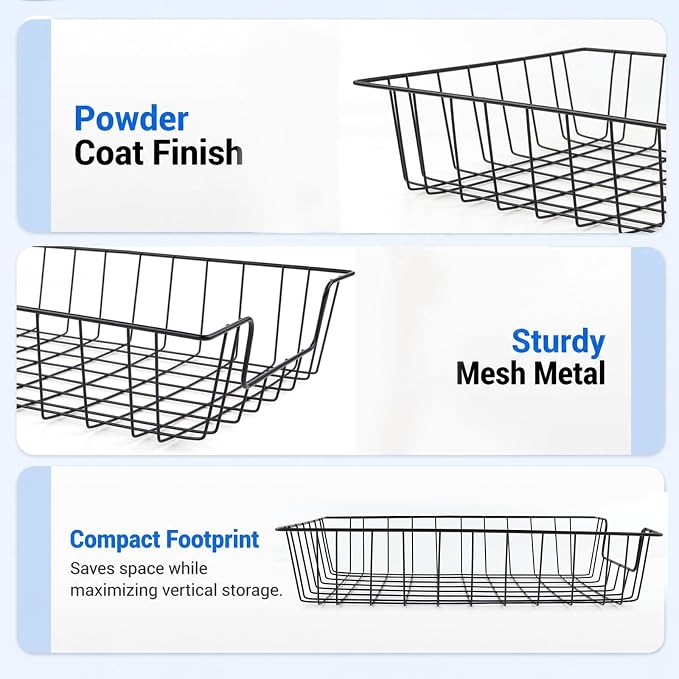 6 Pack Desk Drawer Organizer Letter Tray – Stackable Metal Mesh Wire Paper Trays | A4 Paper Document Desk Basket with Smooth Edges | Rust Proof Storage Tray for Home Office School Desk - Image 3