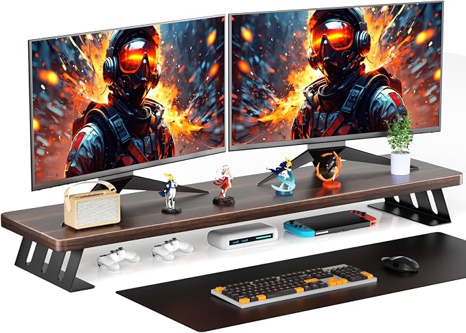 Monitor Stand Riser, 39 Inch Large Wood Monitor Stands for 2 Monitors | Desk Monitor Riser for Computer/Laptop/Printer/TV, Stand Riser up to 220 lbs by NestNeatHome