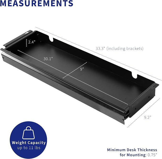 VIVO Large 33 inch Under Desk Slide Out Storage Drawer Organizer, Black, DESK-DR33-B - Image 3
