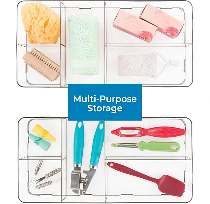 iDesign Interlocking 5-Section Drawer Organizer, Clear | For Kitchen, For Bathroom, For Desk Drawers - Image 3