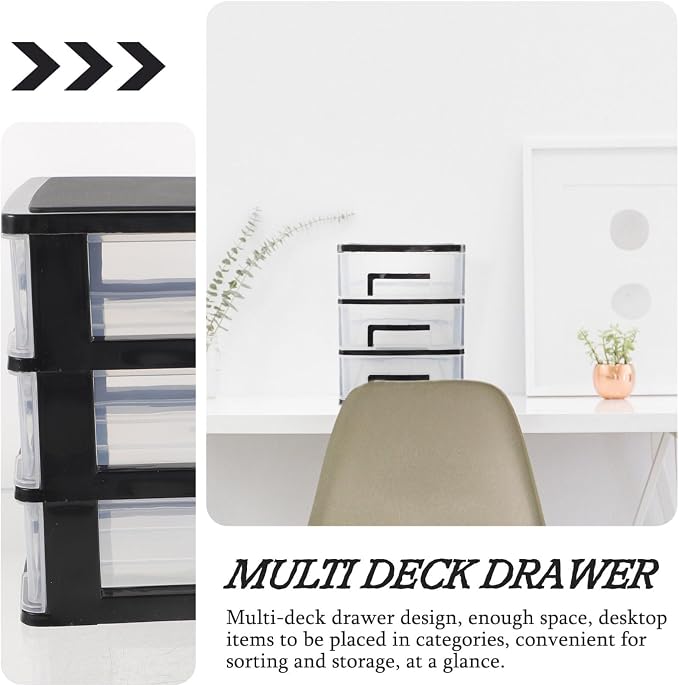 Cabilock 3 Tier Plastic Storage Cabinet 8.30X7.55X5.98In Multi-Layer Drawer Organizer Portable Storage Box for Office Study Small Space Use - Image 8