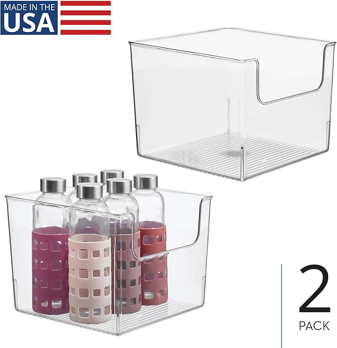iDesign Open-Front Storage Bin, Set of 2, Clear | For Kitchen, Pantry, Bathroom, Office, Made in USA - Image 2