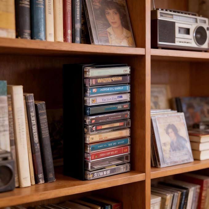 Cassette Tape Storage Organizer Holder - Large Capacity Organizer for Music Enthusiasts, Durable Plastic Design for Home, Space-Saving Solution for Cassette Collections - Image 6