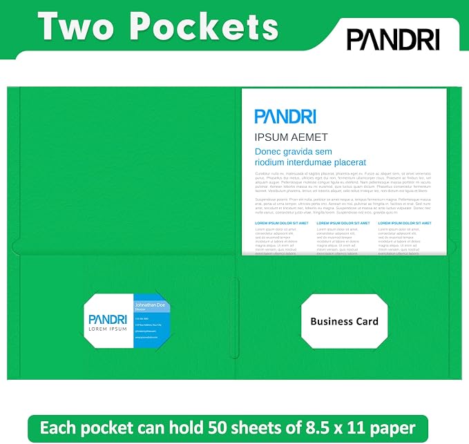 Two Pocket Folders, PANDRI 125 Pack 2 Pocket Folders, Letter Size Paper File Folder for School Office Home Business, Assorted 5 Colors - Image 3
