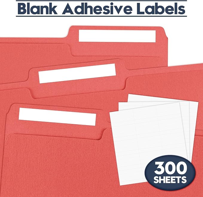 File Folders,150 Pack Colored File Folders Letter Size,8.5" x 11",1/3 Cut Tab Folder,Durable Paper Bulk File Folders with Blank Labels for Office Business School Home Use,Dark Red - Image 5
