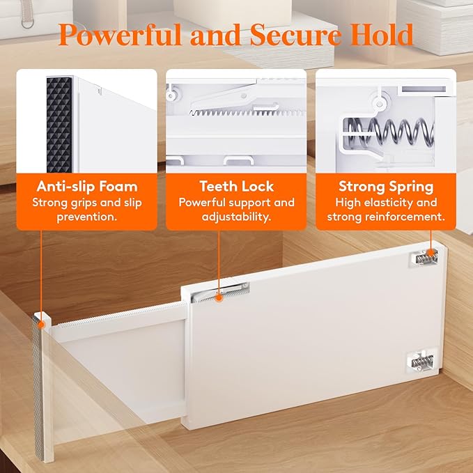 Lifewit 6" Tall Upgrade Drawer Dividers, Adjustable Deep Drawer Organizer | 16 Pack 13.5"-22" Expandable White Drawer Separator for Clothes, Dresser/Kitchen/Closet/Bedroom/Office Organization & Storage - Image 3