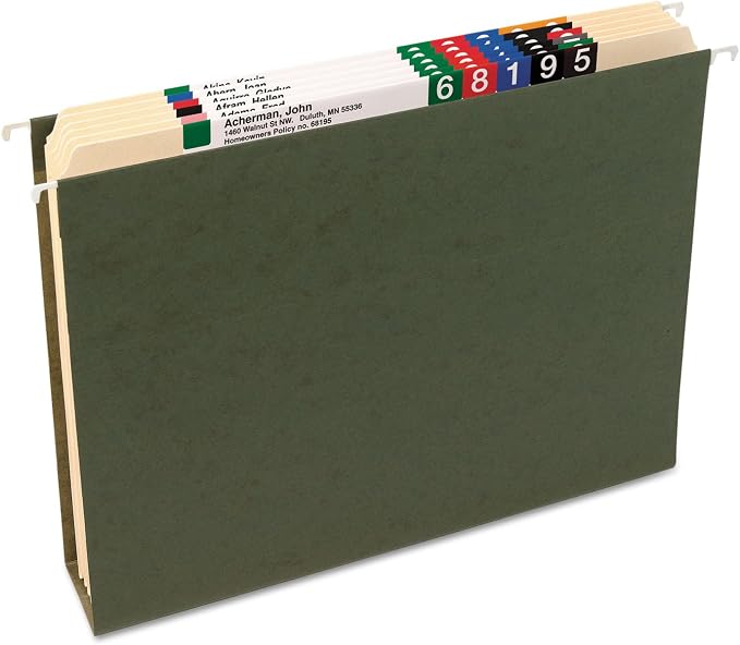 Smead Hanging File Folder with Tab, 1/3-Cut Adjustable Tab, Legal Size, Standard Green, 25 per Box (3-Inch Expansion, Legal) - Image 4