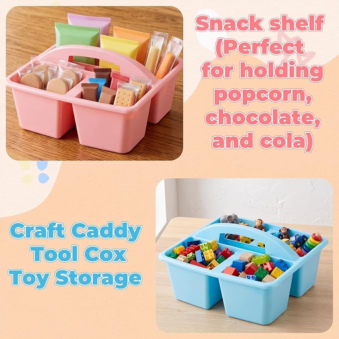 Kathfly 12 Pack Classroom Caddy Organizer with Handle, Plastic Art Craft Cleaning Caddy Bulk, Small Multipurpose Supply Organization Storage Basket for Table Desk Office Pencil Teacher (Macaron Color) - Image 7