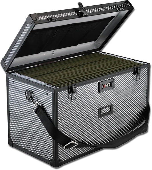 Hanging File Box for Legal, All-in-one set with 20 Folders | Portable Locking Filing Storage Box with Handle & Shoulder strap, Lockable File Cabinet Documents Safe, Lockbox Doc Organizer by Unknown