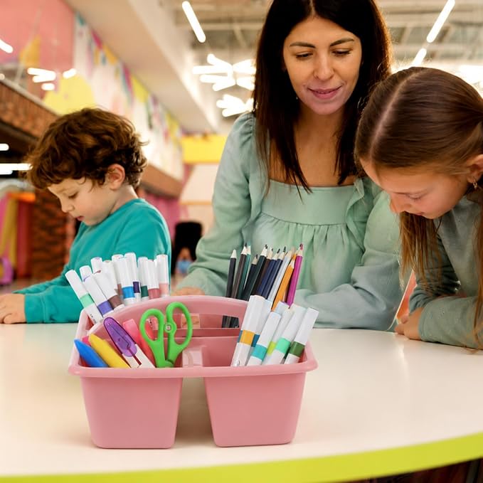 6 Pack Assorted Colors Classrooms Caddy 4 Compartment Classroom Caddy Compartment Caddies Set Table Caddies Classrooms with Handle for Classroom Organization Table Desk Office Supplies(Groovy) - Image 6