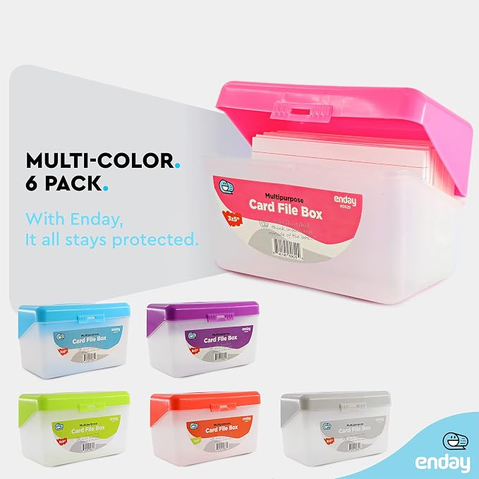 Enday Index Card Box Pink 3x5 Index Card Holder, Index Card Organizer, Flash Card Holder, Holds 250 Cards. - Image 5
