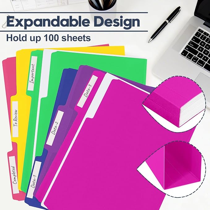 240 Pack Colored File Folders, Letter Size Paper Folders with 1/3-Cut Tabs & Blank Labels, 8.5" x 11" Bulk Durable File Folders for Office/Business/School/Law Firms Use - Image 5