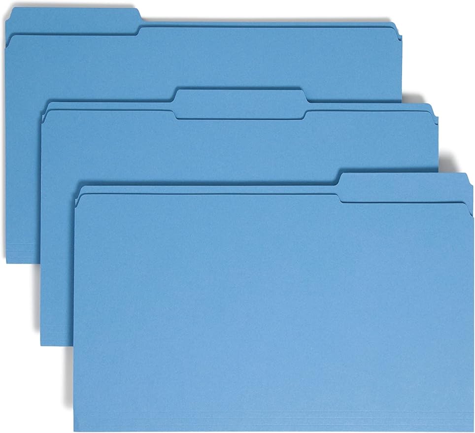 Smead File Folder, Reinforced 1/3-Cut Tab, Legal Size, Blue, 100 per Box (17034) by SMEAD