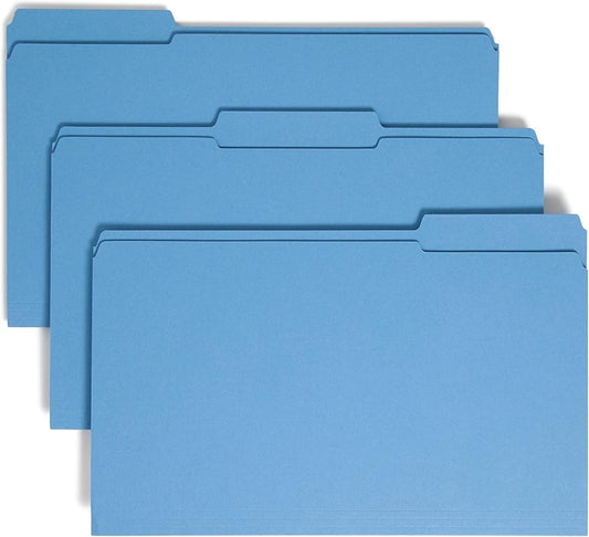 Smead File Folder, Reinforced 1/3-Cut Tab, Legal Size, Blue, 100 per Box (17034) by SMEAD