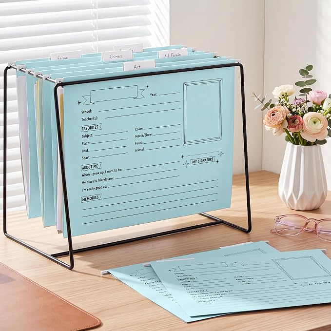 Glenmal 25 Pack School Years Memory File Folders Memory Pages Letter Hanging Files School Keepsake Organizer Questionnaire for Kids K-12 Student Info Record Personal Growth Tracking(Blue) - Image 4