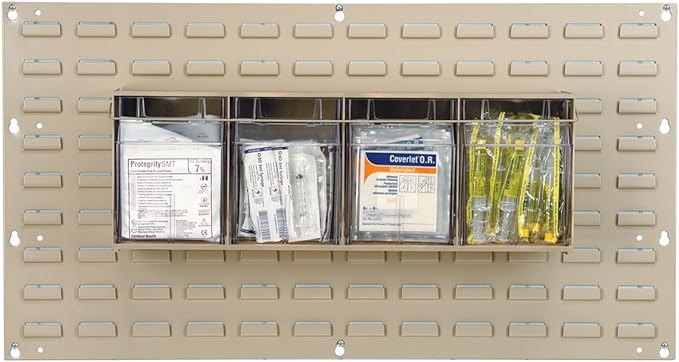 Akro-Mils TiltView Plastic Storage Cabinet with 4 Tilt Out Bins, Horizontal Plastic Parts Organizer, Teacher Toolbox, and Office Supply Organizer, 23-5/8" W x 8-3/16" H x 6-3/4" D, Stone - Image 3
