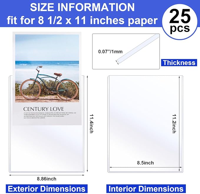 Teling 25 Pcs 8.5 x 11 Inch Rigid Sheet Protectors, Clear Plastic Document Sleeves, Hard Document Holder, Birth Certificate Protector Certificate Holder Clear Paper Protector for Important Documents - Image 2