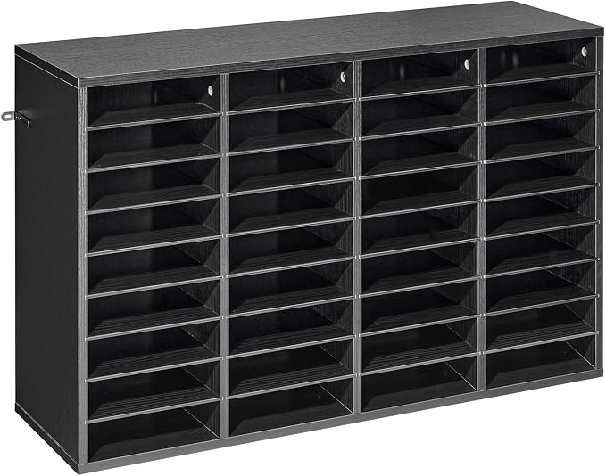 VEVOR Literature Organizer, 36 Compartments Office Mailbox with Detachable Shelves, Wooden Mailbox Sorter with Particle Board, Countertop Office Home Storage Organizer for File, Document, Paper, Black by VEVOR