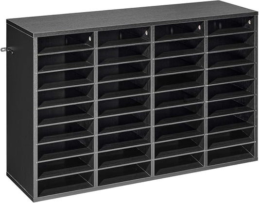 VEVOR Literature Organizer, 36 Compartments Office Mailbox with Detachable Shelves, Wooden Mailbox Sorter with Particle Board, Countertop Office Home Storage Organizer for File, Document, Paper, Black by VEVOR