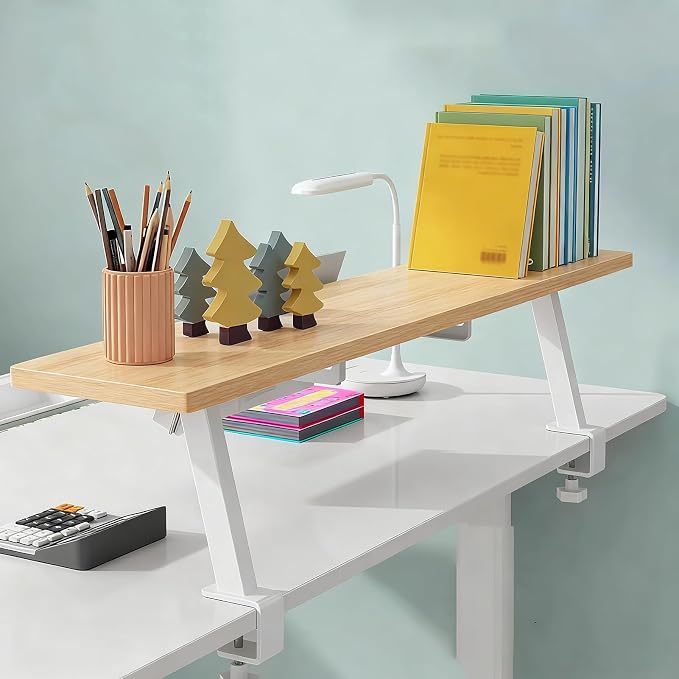 Clamp On Desk Shelf, Adjustable Desktop Extender Storage Organizer | Space Saving Desk Shelf No Drill For Office, Dorm, Home Desk Organization (31.4 x 7.8 in) - Image 8
