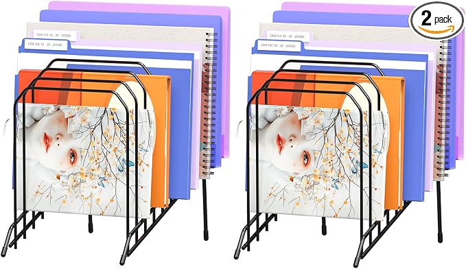 Gawerk Incline Metal Desk File Organizer with 8-Section 2 Pack by Gawerk