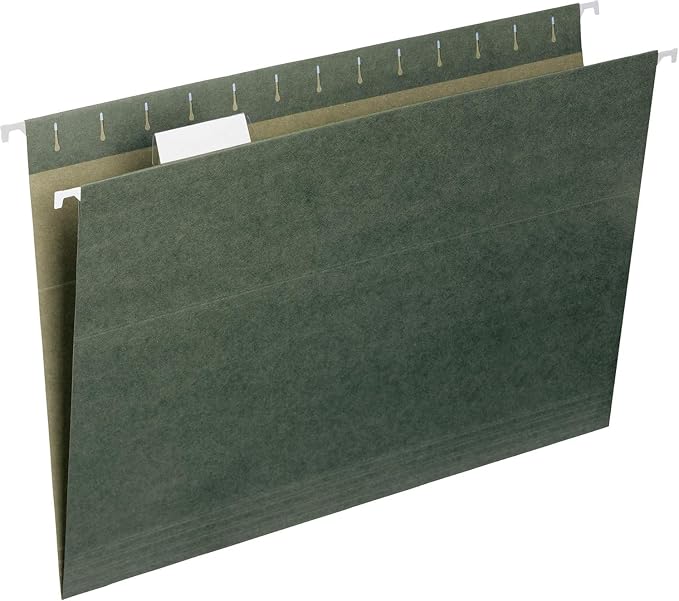 Pendaflex Recycled Hanging File Folders, Value Filing Case of 125, Green, Legal Size (8.5" x 14"), 5 Tab Positions, Includes Tabs and Inserts (64177) by Pendaflex