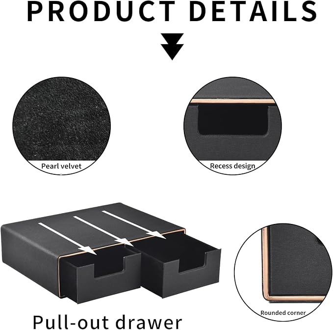 PU Leather Stackable Desk Drawer Organizer, Displayer holder with Drawers, Dressing Organizer for Jewelry/Cosmetics,Coffee Maker holder and Storage Box for Home office,Black - Image 6