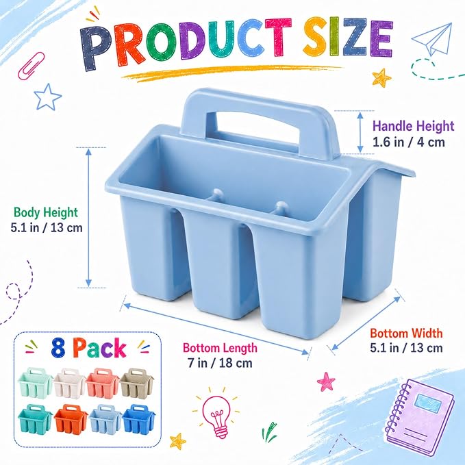gisgfim 8 Pack Classroom Caddy Storage Basket with Handle 4 Compartment Storage Caddy Plastic Arts Crafts Caddies Protable Classroom Craft Caddies for Kids Schools Art Craft Supplies(Boho) - Image 2
