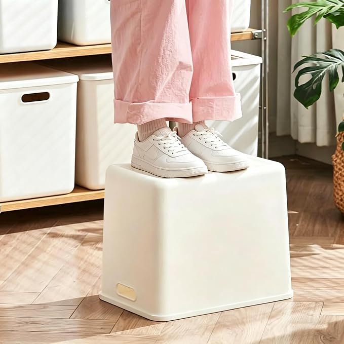 Ytteve 6 Pack White Plastic Storage Bins with Handles, Durable Organizer - 4 L (11.8"x8"x9.8") & 2 M (11.8"x8"x4.7"), Multi-size Storage Containers for Home, Closet, Shelves, Drawers, Office - Image 8
