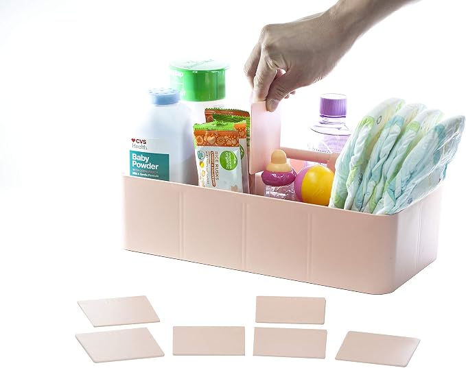 -Large Portable Caddy, DIY Dividers, 8 Compartments, School Office Supplies Home Business Basket with Handle Storage Organizer Made in USA (10 PACK, Indie Pink) - Image 3