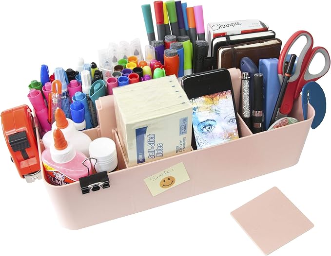 -Large Portable Caddy, DIY Dividers, 8 Compartments, Basket with Handle Storage Organizer Modern Made in USA (6 PACK, Indie Pink) - Image 3