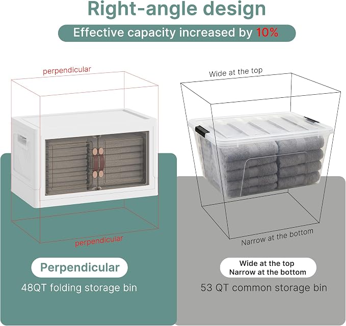 384QT Lockable Plastic Storage Bins, 8 Pack Collapsible Cabinets | Stackable Organizer with Doors & Wheels, Foldable Containers for Bedroom, Dorm, Office & Garage Storage - Image 5
