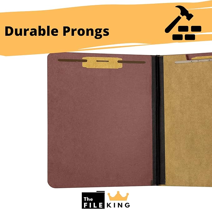 The File King Letter Size Carnelia Red File Folders with Prongs, 10 Pack, 8.5 x 11 - Image 4