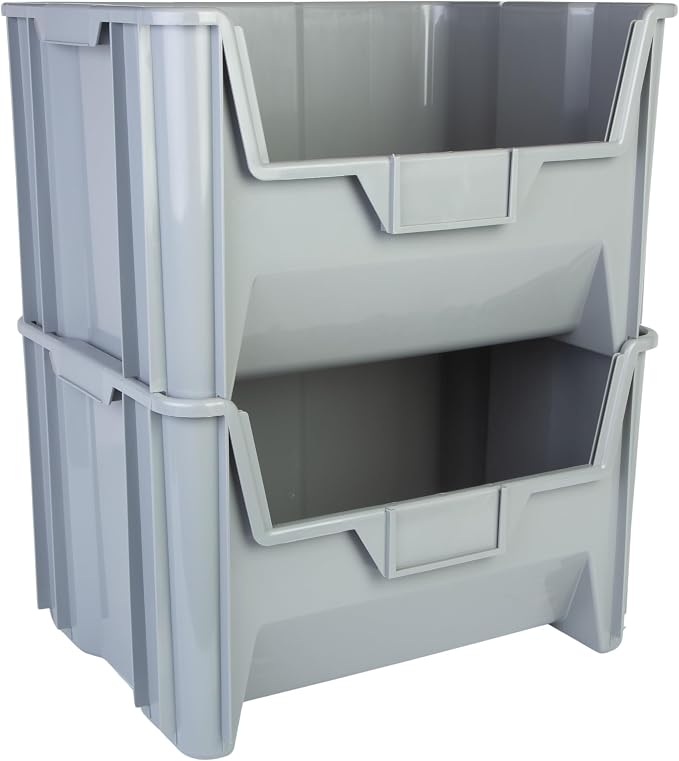 HE HUDSON EXCHANGE 20" x 15" x 12.5" (54 Pack) Plastic Giant Stackable Hopper Bin, Gray - Image 3