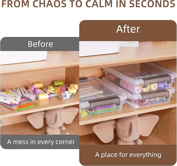 Citylife 3 PCS Plastic Storage Bins with Latching Lids Portable Project Case Clear File Box Stackable Storage Containers for Organizing B5 Paper, Photo, Document, Scrapbook - Image 6