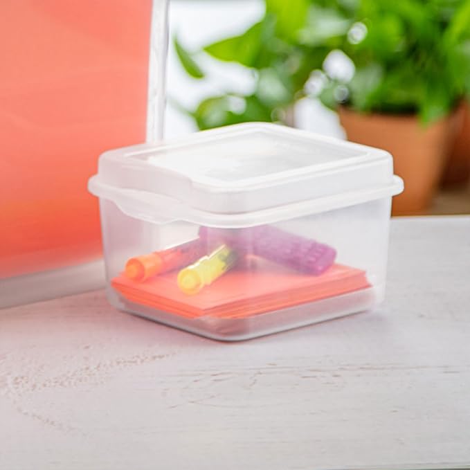 Sterilite 18038612 Small Flip Top Storage Box (24) | Bin with Hinged Lid, Stackable Multipurpose Organizer for Art & Craft Supplies, Accessories, Photos & CDs, Home or Office Use - Image 6