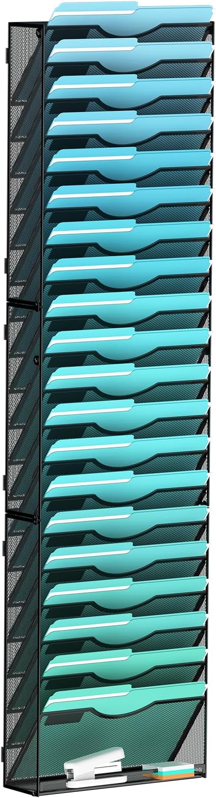 Gawerk 21-Tier Wall File Organizer Hanging Wall File Holder Wall Mount Paper Folder Organize by Gawerk