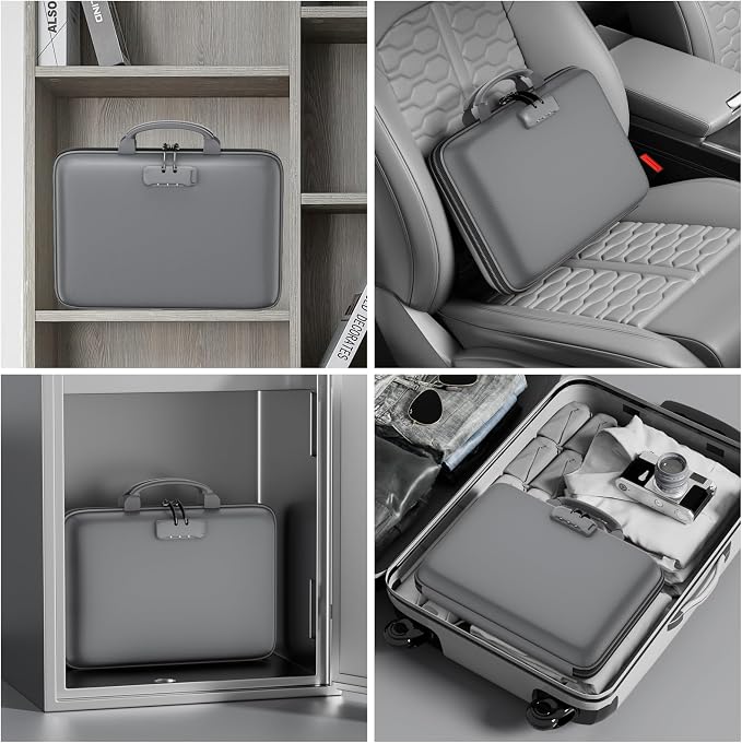 DocSafe Fireproof File Organizer with Lock, Hard-Shell Case Fireproof Document Box with 13 Pocket Accordion File Folder, Portable Home Office Travel Safe Storage for Important Documents Laptop Gray - Image 6