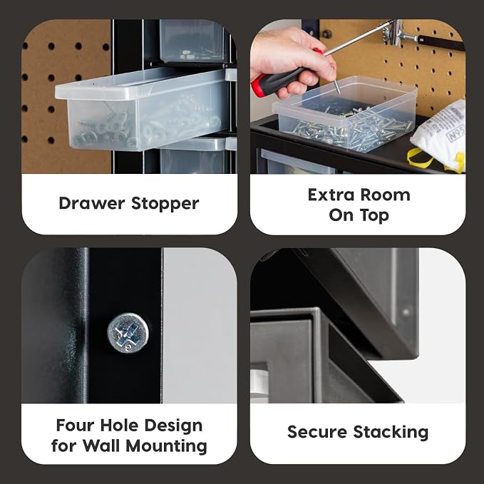 IRIS USA Plastic Storage Drawer Organizer, 10 Drawer Cabinet, 2 Pack, Black | Made in USA organizer stores hardware, beads, screws, classroom supplies, crafts, building bricks, and hobby items. - Image 5