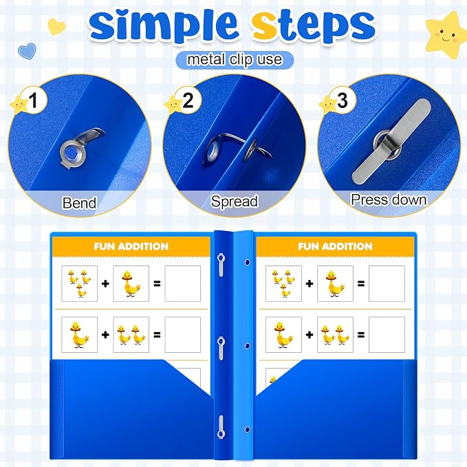 Affrolling 24 Pcak Take Home Folders with 2 Pockets 3 Prong Homework Privacy Folders and Composition Sticker Pocket Paper File Folder for Students Classroom School Teachers Parents (Blue) - Image 4