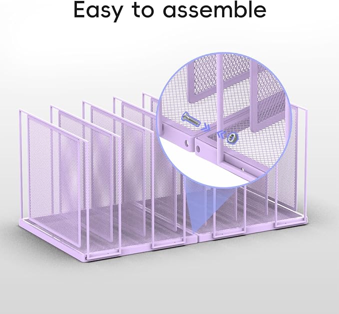 File Organizer for Desk, 7-Section Vertical File Sorter, Paper Holder Organizer Standing Metal File Folder for Office Home Classroom, Purple - Image 5