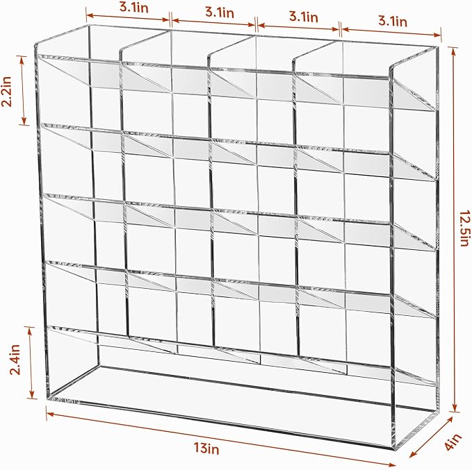 BEYGORM Acrylic Vertical Marker Organizer for 250 Markers, Desk Orgaizer | 21 Compartments Clear Angled Pen & Pencil Holder, Large Stationery & Art Supply Storage for School (13 x 12.5 x 4 Inch) - Image 6