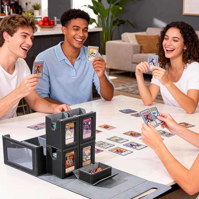 Card Storage Box MTG Deck Box, Trading Card Storage Box, Commander Deck Box, 500+ Double-Sleeved Cards, TCG Sports Card Storage, MTG Commander Deck Box (Black & Grey) - Image 7