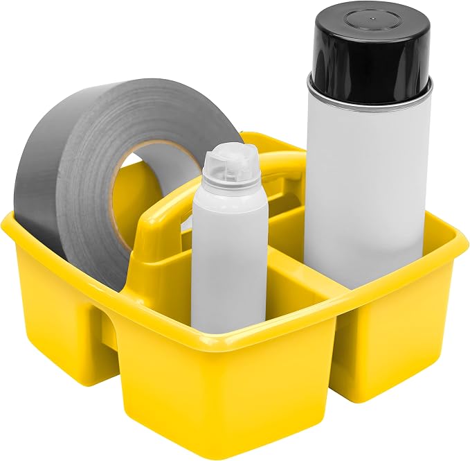 Storex 3-Compartment Small Caddy – Multipurpose Classroom Organizer with Handle, Yellow, 12-Pack (00950U06C) - Image 8