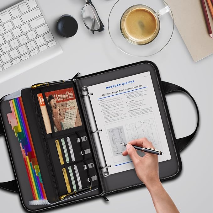 Fireproof Accordion File Binder Organizer,1" D Rings for 225 Sheets | 13-Pocket Colorful Expanding Folder with Zipper Labels,Portable Travel Safe Storage for Letter Size,14.5"×11.2"×2.7",Black - Image 4
