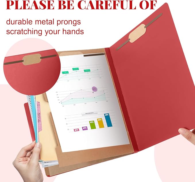 36 Pcs Skyygemm Classification Folder Letter Size, 2 Pocket File,Red | Back to School Supplies, File Organizer with Fastener, Expanding File Organizer Bulk for Office Employee, Staff, Teacher - Image 3