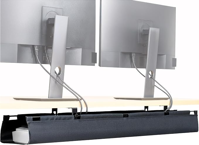 VIVO Screw-on Under Desk 47 inch Fabric Cable Management Tray, Wire Concealer, Power Strip Storage, Workspace Organization, Easy Fold Down Access, Black, DESK-AC47F-S by Unknown
