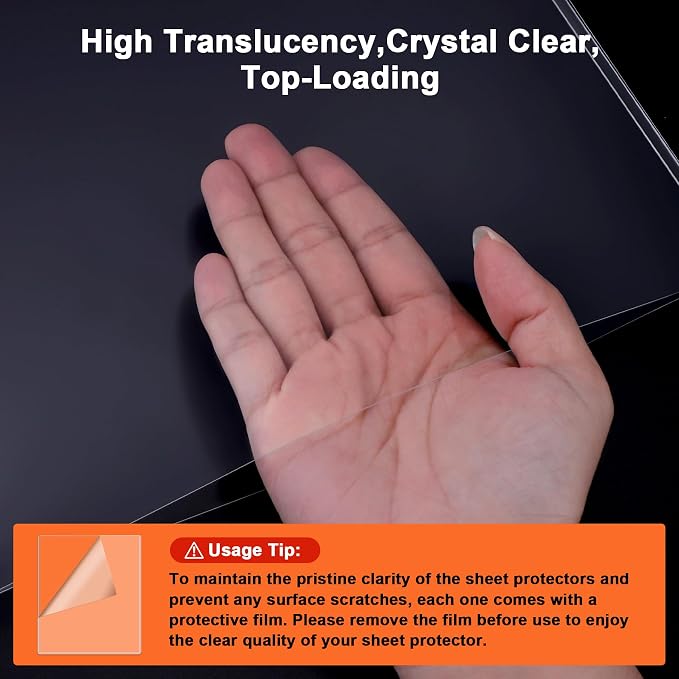 Ndsox 5 Pack 8.5" x 11" Rigid Print Protectors Clear Hard Plastic Sheet Protectors Top Loading for Birth Certificates, Documents, Posters, Photos, Meuns, Heavy Duty No-Hole Plastic Document Sleeves - Image 3