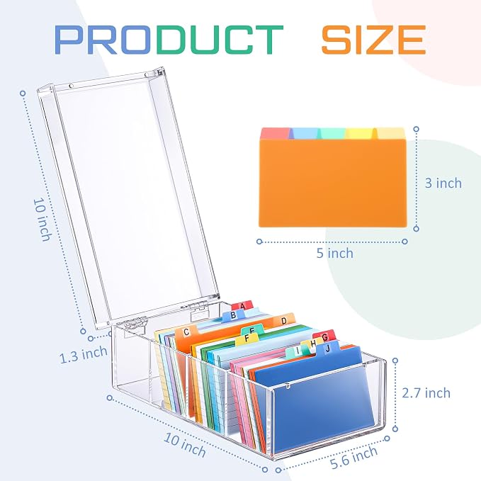 Mooliwe Index Card Holder Clear Acrylic Card Organizer 50 Pcs Divider Sheets for Desk File Note Holders, 4 Compartments Holds 600 Cards(3 x 5 Inch) - Image 4